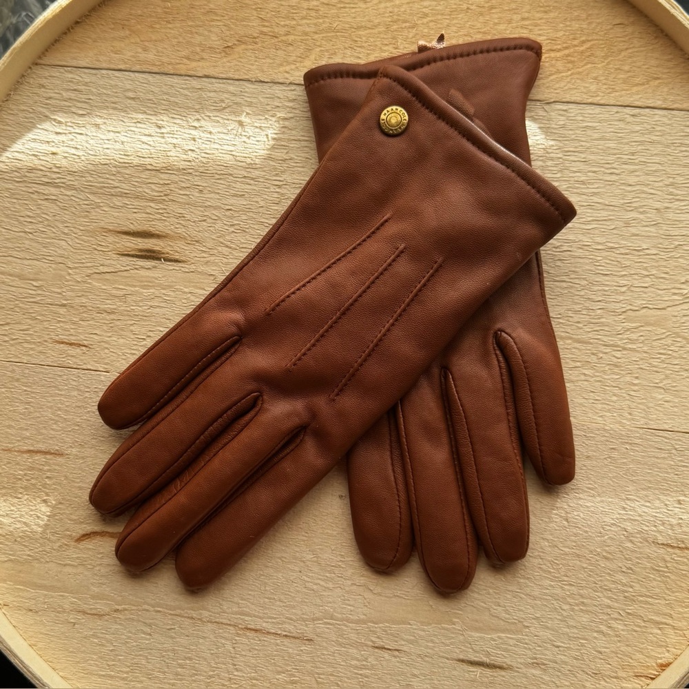 Cole Haan Elegant Brown Leather Gloves